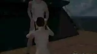 فتاة كرتونية سمراء تأخذ كل السائل المنوي