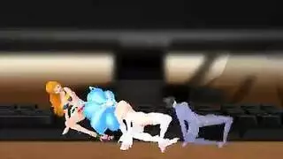 ثدي فيليسيا الضخم ينك بقوة بقضيبين